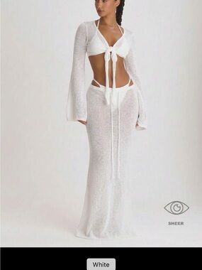 Sheer White Tie-Front Maxi Cover-Up Set